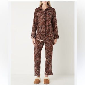 Love Stories PJ Set Pyjamas Leopard Print top and Pants Set 2 pieces satin